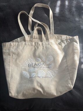 Benoa Swim Cream Canvas Tote with Shell Print